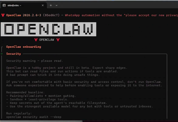 OpenClaw onboarding 命令行教程界面